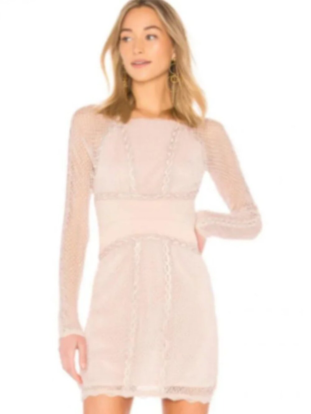 Free People Women's Lace & Mesh Body-Con Dress Nude Sz. X Small - Picture 3 of 10